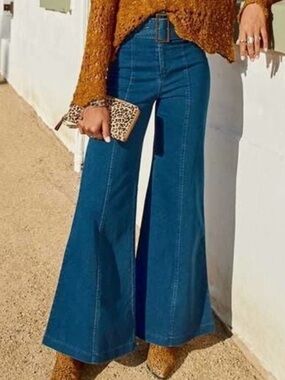 Altar'd State Boho 70s retro Flare Seam Stretch Trouser Jean Sz L NO BELT